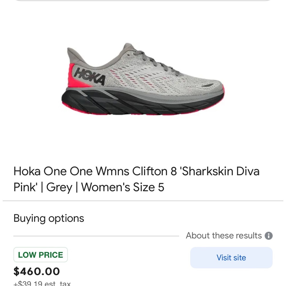 Hoka Clifton 8 pink and grey